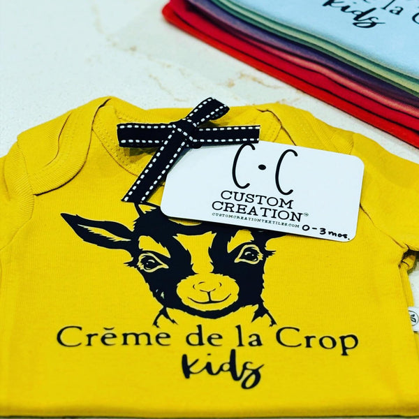 Creme de la Crop Kids onesie front