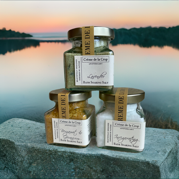 Bath Soaking Salt - Sample Jars - Lavender - Peppermint - Bergamot Group Landscape