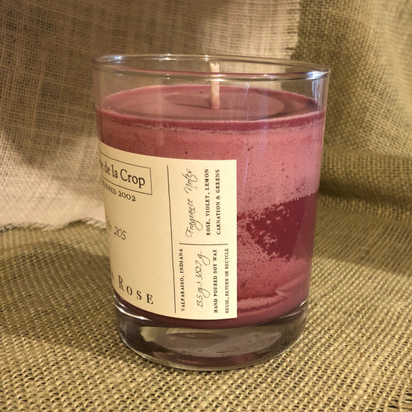 Soy Candle - Tea Rose 100% Soy Wax, Hand-Poured Candle - 13.5oz Fragrance Note:  Carnation, Green Leaves, Lemon, Origanum, Rose, Sandalwood, and Violet Essential Oil side